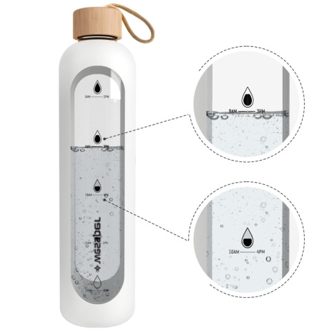 Bidon Szklany Butelka Szczelna na wodę 1l 1000ml Wessper w etui silikonowym