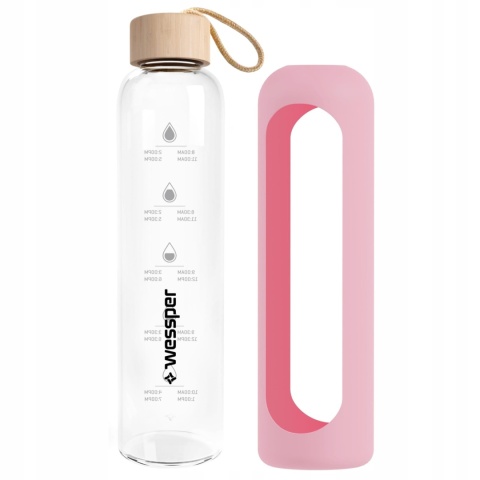 Butelka bidon szklany na wodę napoje Wessper 0,5l 500ml + pokrowiec silikon