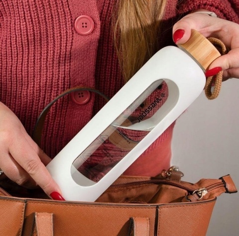 Butelka bidon szklany na wodę napoje Wessper 0,5l 500ml + pokrowiec silikon