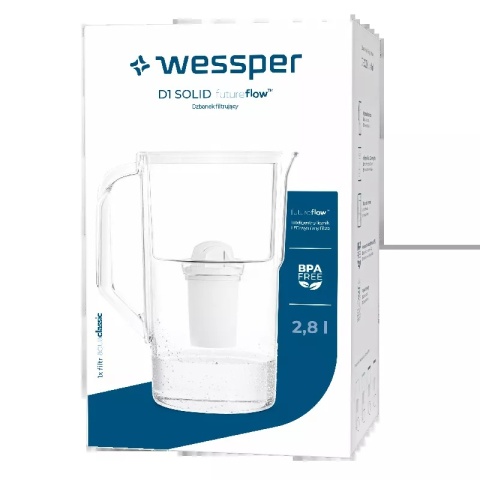 Dzbanek filtrujący z licznikiem LED Wessper D1 SOLID aquaclassic + 1x Filtr