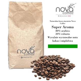 NATURALNA KAWA ZIARNISTA nova COFFEE Super Aroma 80% arabica, 20% robusta 1kg