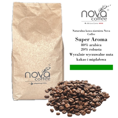 NATURALNA KAWA ZIARNISTA nova COFFEE Super Aroma 80% arabica, 20% robusta 1kg