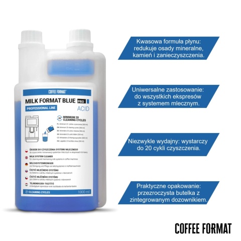 Płyn do czyszczenia spieniacza MILK FORMAT BLUE PRO ACID 1l Coffee Format