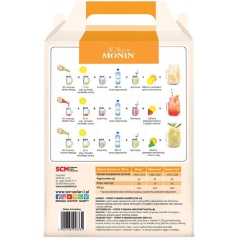 Zestaw LEMONIADOWY MONIN set 3x250ml- zestaw lemoniadowy