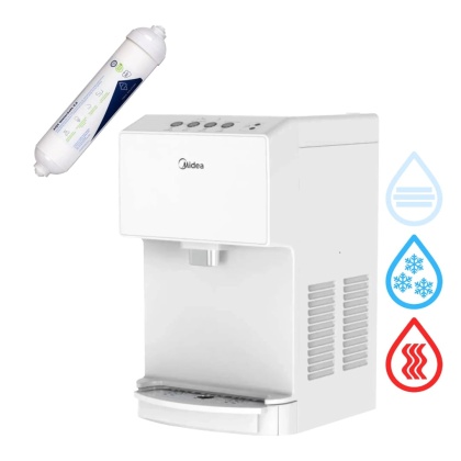 Midea JS1844T WHITE Nablatowy dystrybutor wody z filtrem AQS Watersafe 2.5