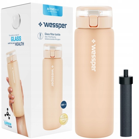 Bidon Butelka filtrująca Wessper ActiveMax Clarti 0,68l Beż MAT+ 1x Filtr