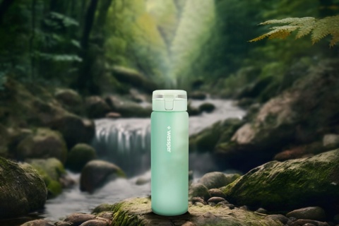 Butelka Filtrująca Szklana Wessper ActiveMax 0,68l miętowa mat + 1x Filtr wody