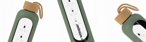 DUŻA SZKLANA BUTELKA MOTYWACYJNA NA WODĘ WESSPER 0,5l 500ml + etui oliwkowe