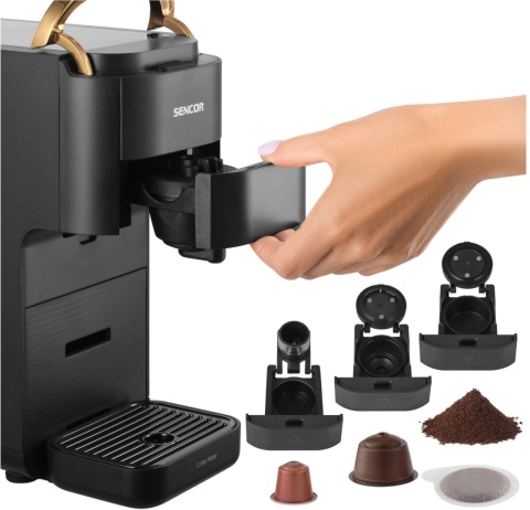 Ekspres na kapsułki SCC 1000BK Sencor CZARNY ze złotym