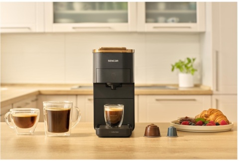 Ekspres na kapsułki SCC 1000BK Sencor CZARNY ze złotym