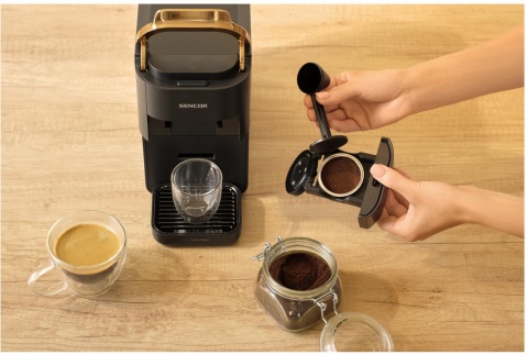 Ekspres na kapsułki SCC 1000BK Sencor CZARNY ze złotym