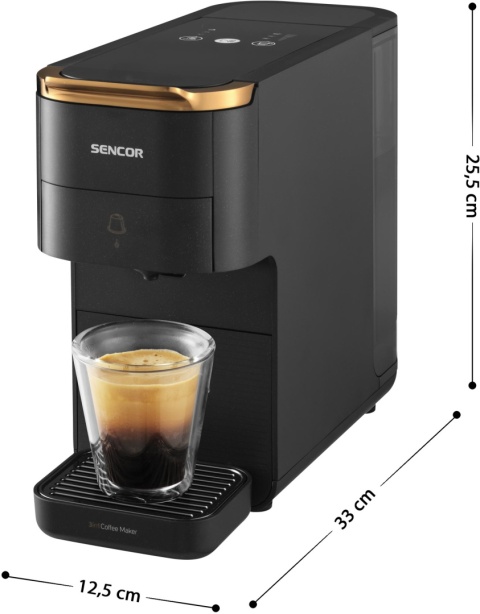Ekspres na kapsułki SCC 1000BK Sencor CZARNY ze złotym