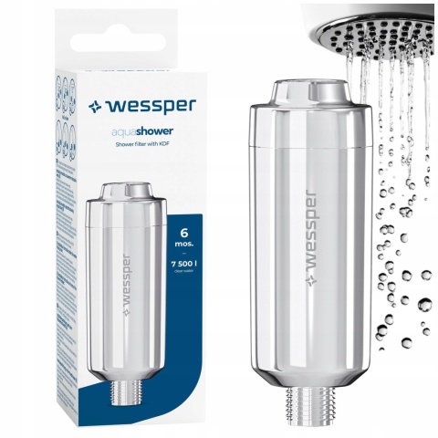 Filtr do wody PRYSZNICOWY Wessper ZMIĘKCZA WODĘ dla alergików srebrny