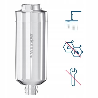 Filtr do wody PRYSZNICOWY Wessper ZMIĘKCZA WODĘ dla alergików srebrny