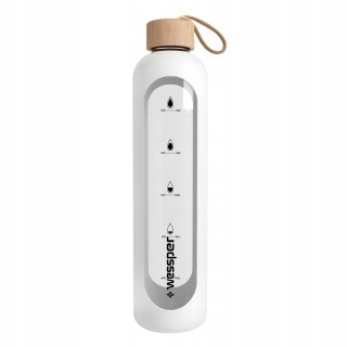 Szklana Butelka Szczelna na wodę 1l Wessper w etui Białym
