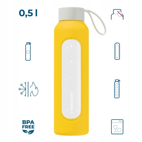 Szklana butelka na wodę 0,5l Wessper Sun B1 Nowy Styl