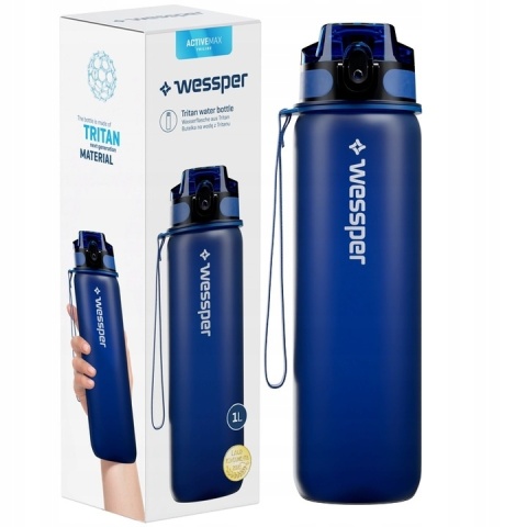 Butelka Motywacyjna 1L Wessper Activemax Triline - Granatowa | Bidon BPA Free