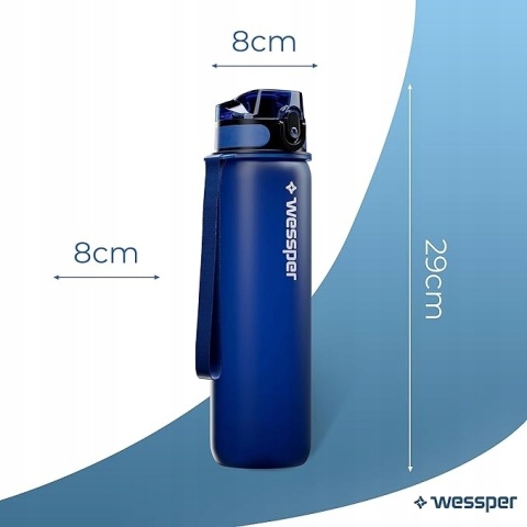 Butelka Motywacyjna 1L Wessper Activemax Triline - Granatowa | Bidon BPA Free