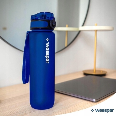 Butelka Motywacyjna 1L Wessper Activemax Triline - Granatowa | Bidon BPA Free
