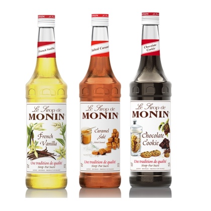 COFFEE mini set MONIN; French Vanilla, Salted Caramel, Chocolate Cookie 3x50ml