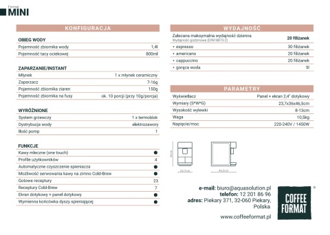 Coffe Format MINI WHITE Automatyczny ekspres ze spieniaczem automatycznym