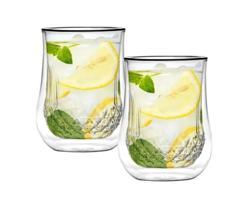 Komplet 2 szklanek 300ml z podwójną ścianką Diamante Vialli Design