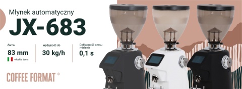 Młynek JX-683 WHITE | Coffee Format - żarna 83 mm, profesjonalny
