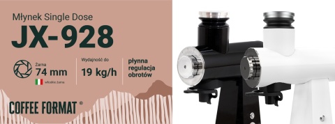 Młynek single-dose JX-928 White | Coffee Format - żarna 74 mm, profesjonalny
