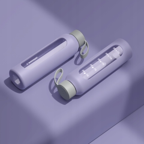 Szklana butelka na wodę 0,5l Lavender Wessper B1 Nowy Styl