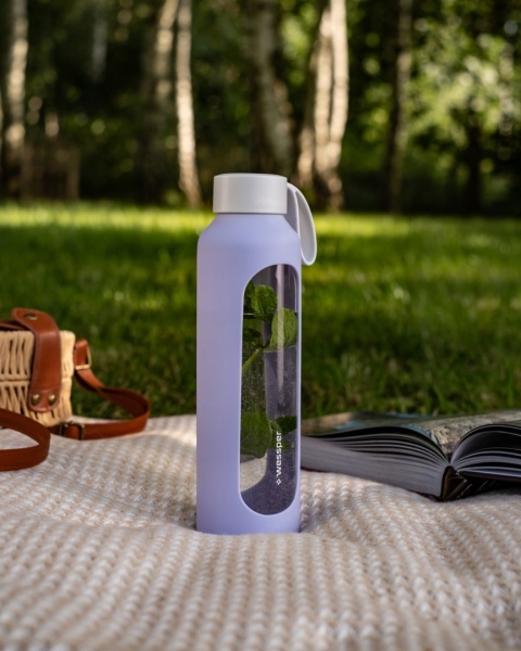 Szklana butelka na wodę 0,5l Lavender Wessper B1 Nowy Styl
