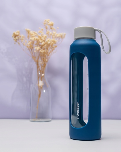 Szklana butelka na wodę 0,5l Navy blue Wessper B1 Nowy Styl