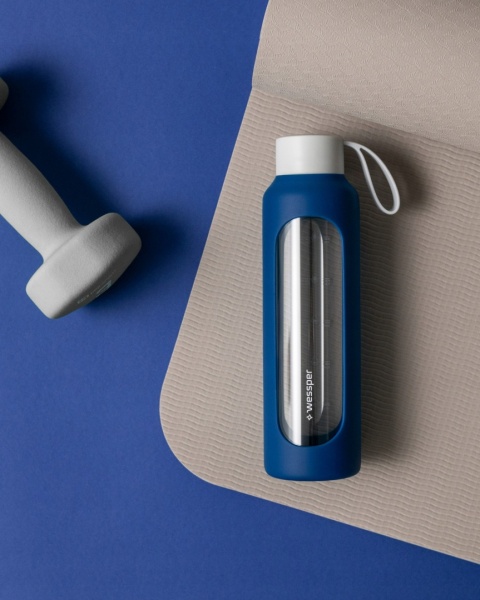 Szklana butelka na wodę 0,5l Navy blue Wessper B1 Nowy Styl