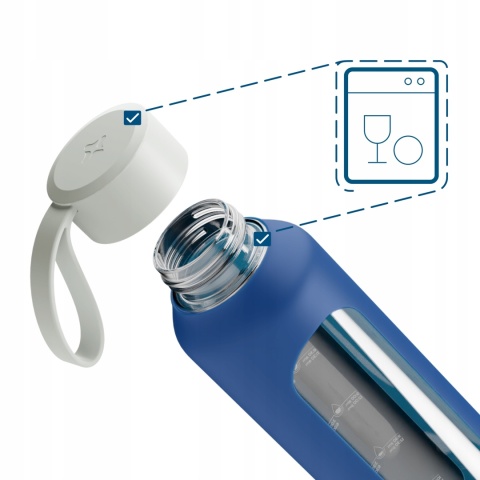 Szklana butelka na wodę 0,5l Navy blue Wessper B1 Nowy Styl
