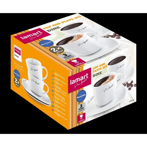 Filiżanki 190ml z podstawką Lamart DINE LT9016 Porcelanowe
