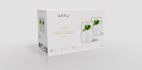 Komplet 2 szklanek 450ml Geo Gold Vialli Design