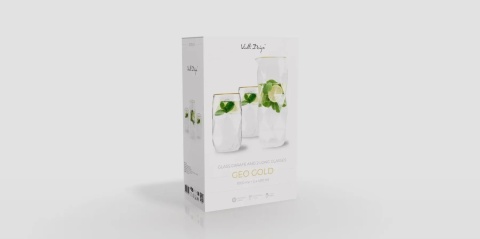 Zestaw karafka+2 szklanki 400ml Geo Gold Viali Design