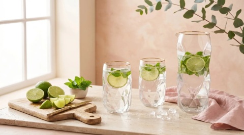 Zestaw karafka+2 szklanki 400ml Geo Gold Viali Design