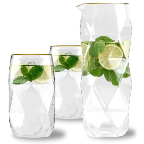 Zestaw karafka+2 szklanki 400ml Geo Gold Viali Design