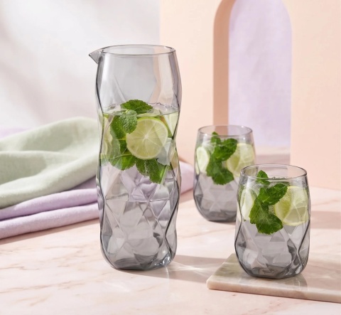 Zestaw karafka+2 szklanki 400ml Geo Graphite Viali Design