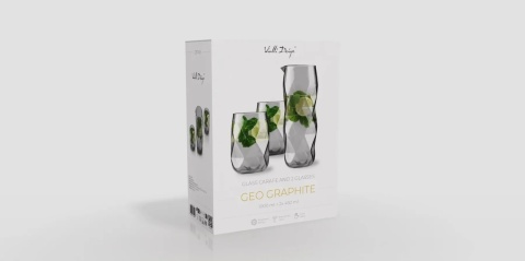 Zestaw karafka+2 szklanki 400ml Geo Graphite Viali Design