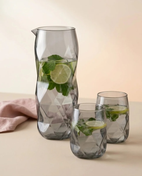 Zestaw karafka+2 szklanki 400ml Geo Graphite Viali Design